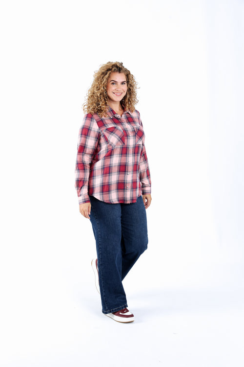 Chemise en coton à carreaux avec lurex-Paprika-5