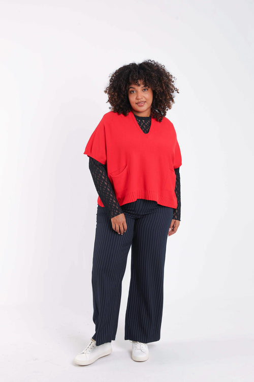 Pull court uni en viscose-Paprika-6