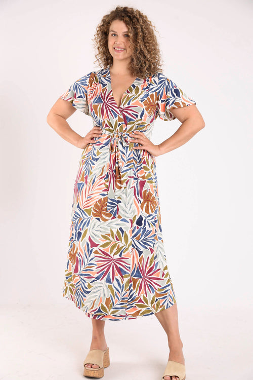 Robe cache-coeur imprimé fleuri-Paprika-8