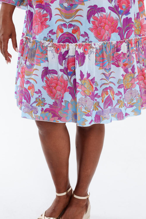 Robe tunique en coton imprimé floral-Paprika-5