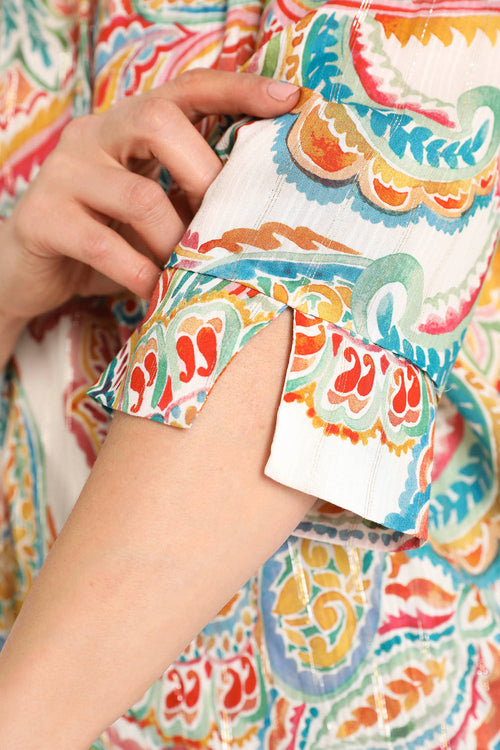 Blouse en viscose imprimé cachemire-Paprika-6