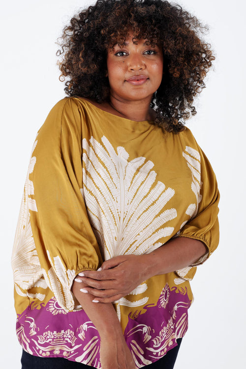 Blouse en viscose imprimé palmes-Paprika-5