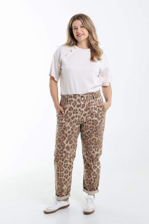 Pantalon en coton imprimé peau de bête-Paprika-7