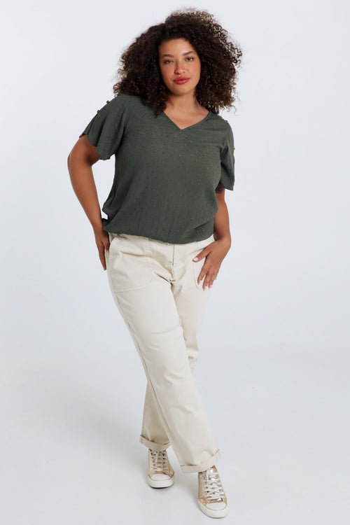 Blouse en viscose unie-Paprika-9