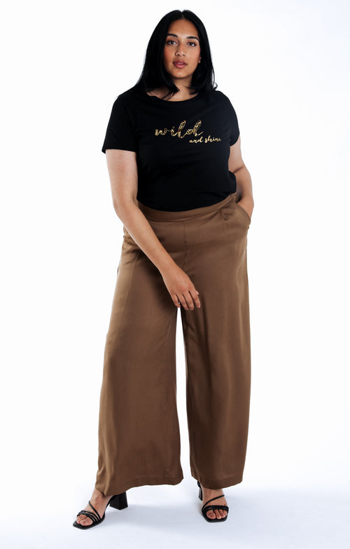 Pantalon tencel jambes larges uni-Paprika-7