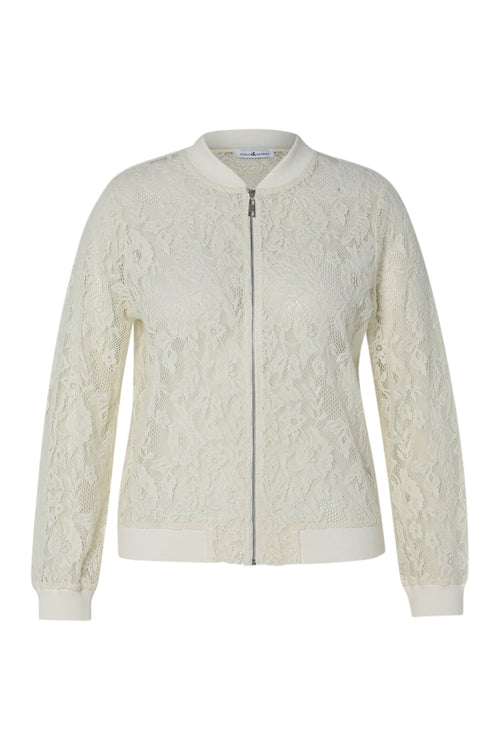 Bomber en coton maille filet fleurs-Paprika-10
