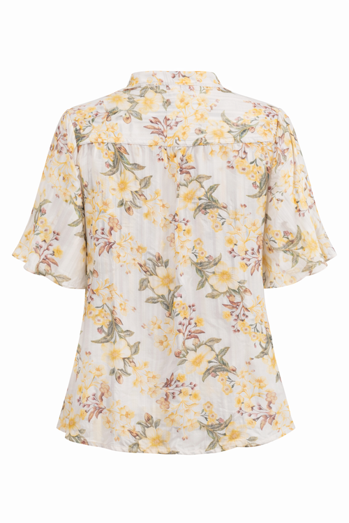 Top en voile imprimé fleuri avec lurex-Paprika-2