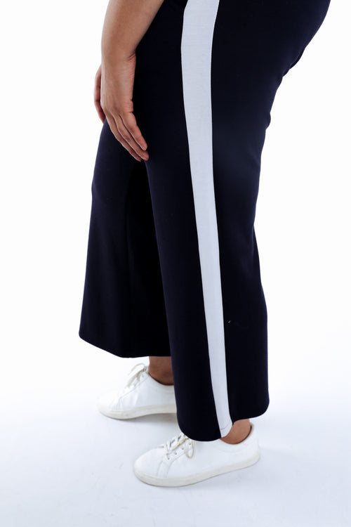 Pantalon jogging uni avec bande sport coté-Paprika-3