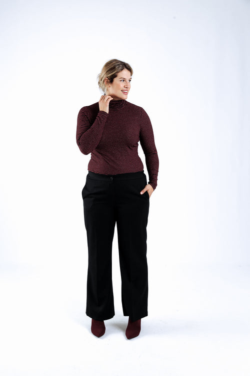 Pantalon large à plis uni-Paprika-8