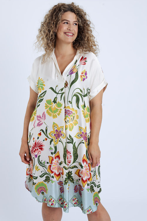 Robe en viscose à imprimé floral-Paprika-1