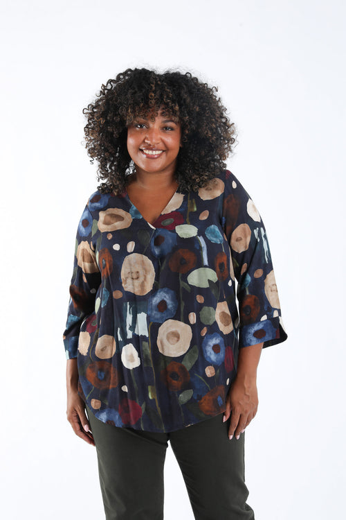 Blouse en viscose imprimé coquelicots-Paprika-3