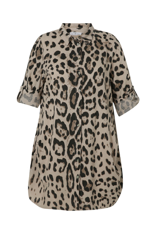 Longue chemise en lin imprimé peau de bêtes-Paprika-10