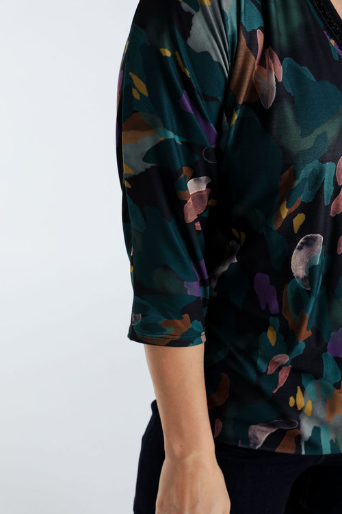 Blouse à imprimé abstrait-Paprika-5