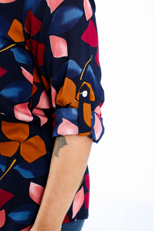 Chemisier en viscose imprimé fleurs-Paprika-5