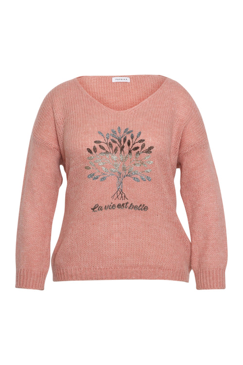 Pull imprimé arbre de vie-Paprika-1