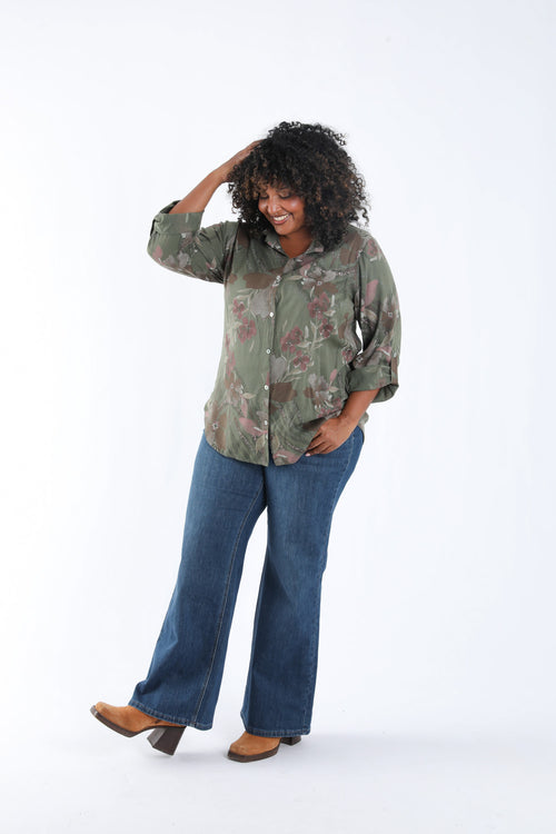 Chemise en lyocel imprimé fleuri-Paprika-7