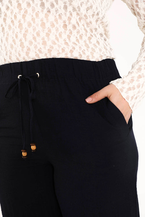 Pantalon large en viscose uni-Paprika-4