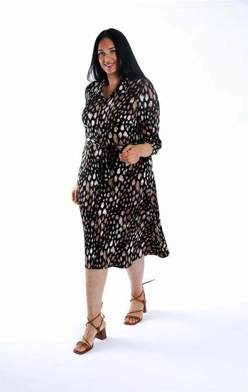 Robe chemise imprimé animal-Paprika-6