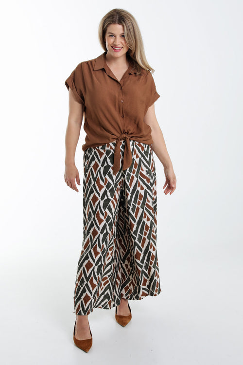 Pantalon large en viscose imprimé ethnique-Paprika-7