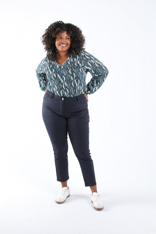 Pantalon slim 7/8 uni Louise-Paprika-7