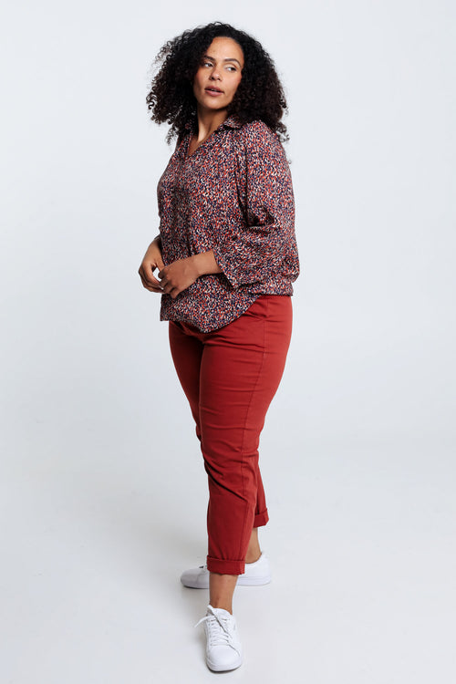 Blouse imprimé peau de bête en viscose-Paprika-7