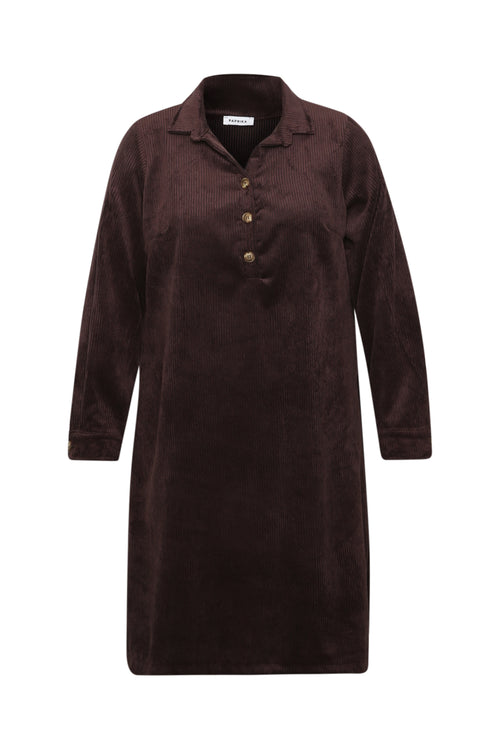 Robe courte unie en velours côtelé-Paprika-1