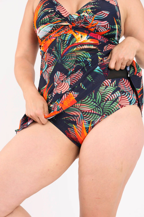 Robe maillot imprimé tropical-Paprika-3