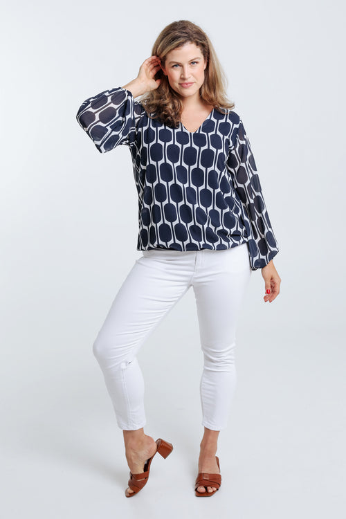 Blouse imprimé graphique-Paprika-8