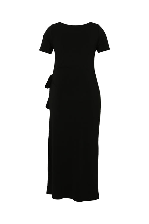 Robe en maille unie avec noeud-Paprika-11