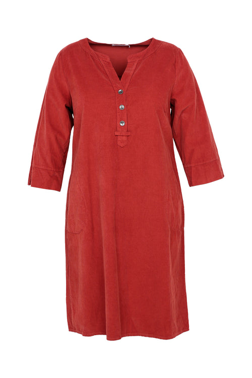 Robe tunique en velours uni-Paprika-2