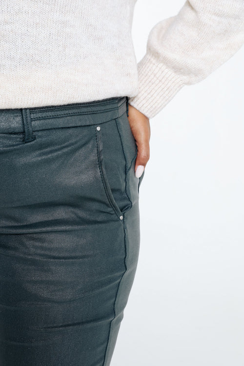 Pantalon slim enduit métallisé-Paprika-3