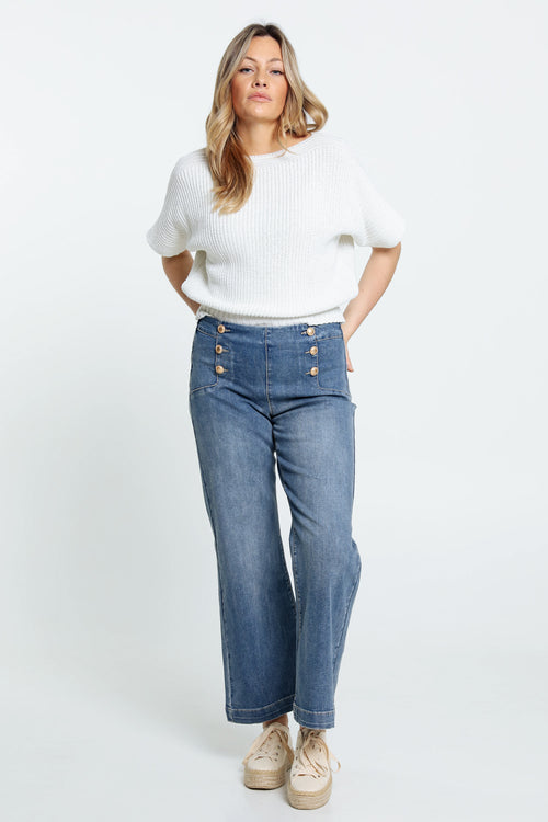 Pantalon Palazzo avec 6 boutons-Paprika-6