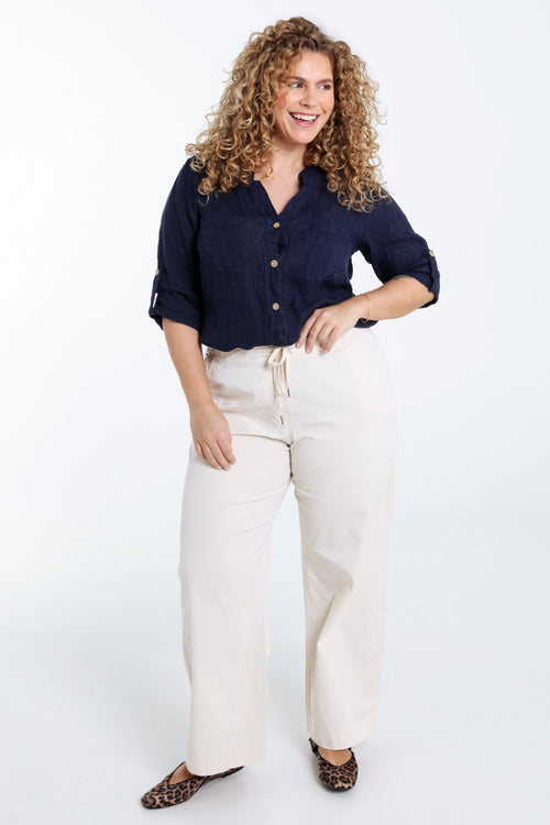 Blouse en lin unie-Paprika-7