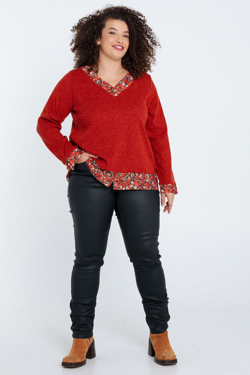 T-shirt 2 en 1 imprimé floral-Paprika-7