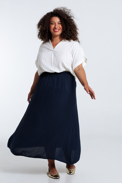 Jupe longue en viscose unie-Paprika-8