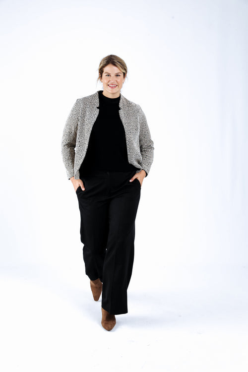 Veste jacquard bicolore avec lurex-Paprika-6