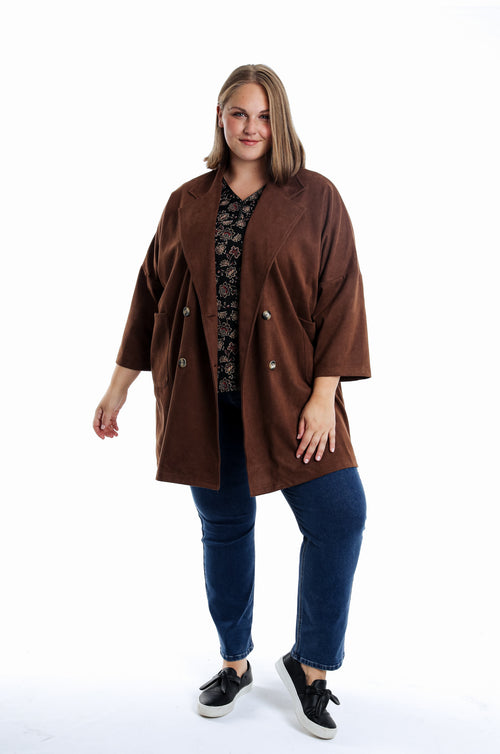 Manteau effet peau de pêche uni-Paprika-1