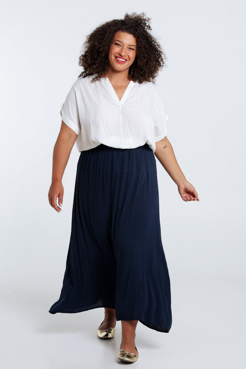 Jupe longue en viscose unie-Paprika-7