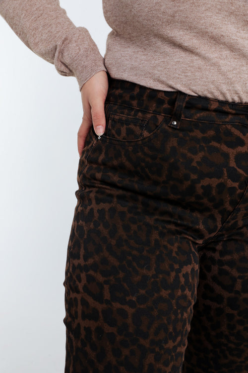 Pantalon slim imprimé léopard-Paprika-5