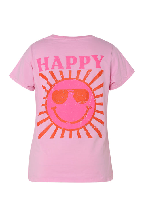 T-shirt en coton uni avec imprimé soleil-Paprika-11