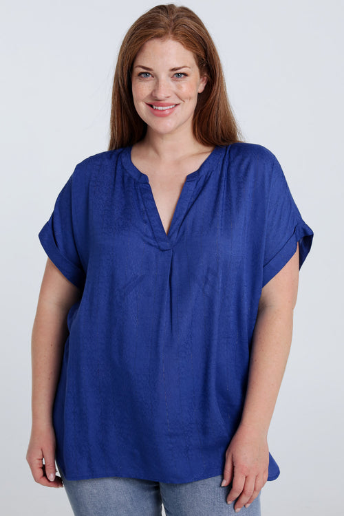 Blouse en viscose rayures lurex-Paprika-2