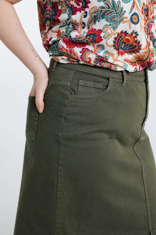 Jupe droite en coton-Paprika-6