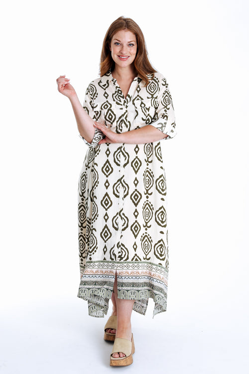 Robe longue imprimé ethnique bicolore-Paprika-8