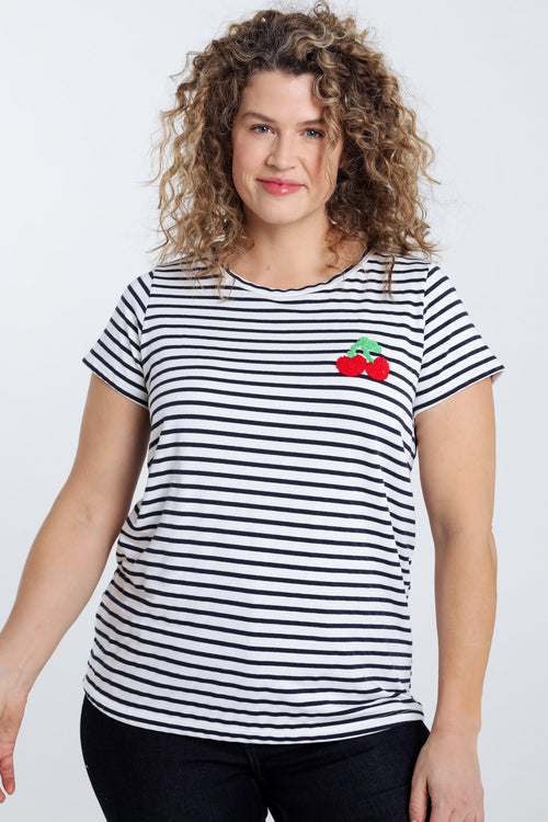 T-shirt marinière détail cerise-Paprika-1