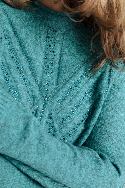 Pull uni torsade et strass-Paprika-5