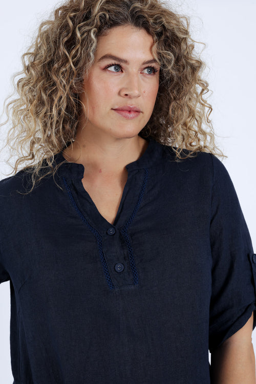 Robe tunique en lin unie-Paprika-3