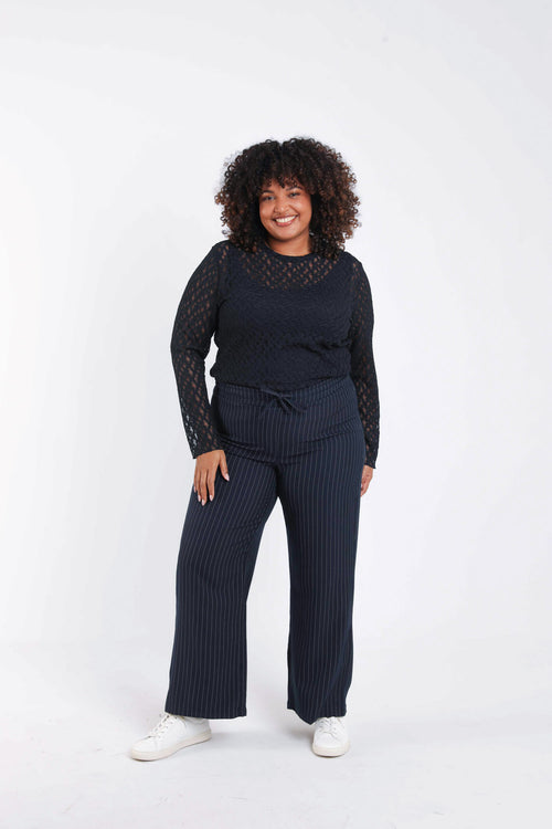 Pantalon large rayé-Paprika-9
