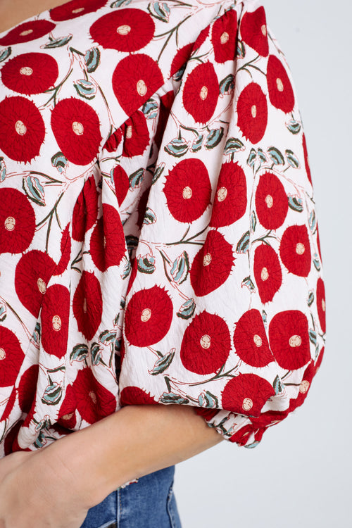 Blouse boite imprimé floral-Paprika-6