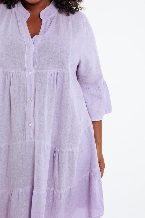 Robe tunique en gaze de coton unie-Paprika-6