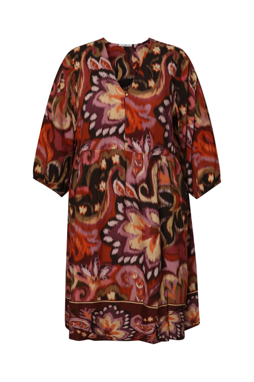 Robe en viscose imprimé cachemire-Paprika-8